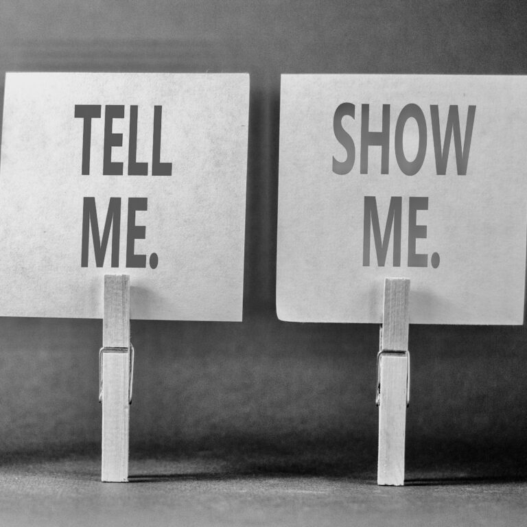 Show versus tell in storytelling.